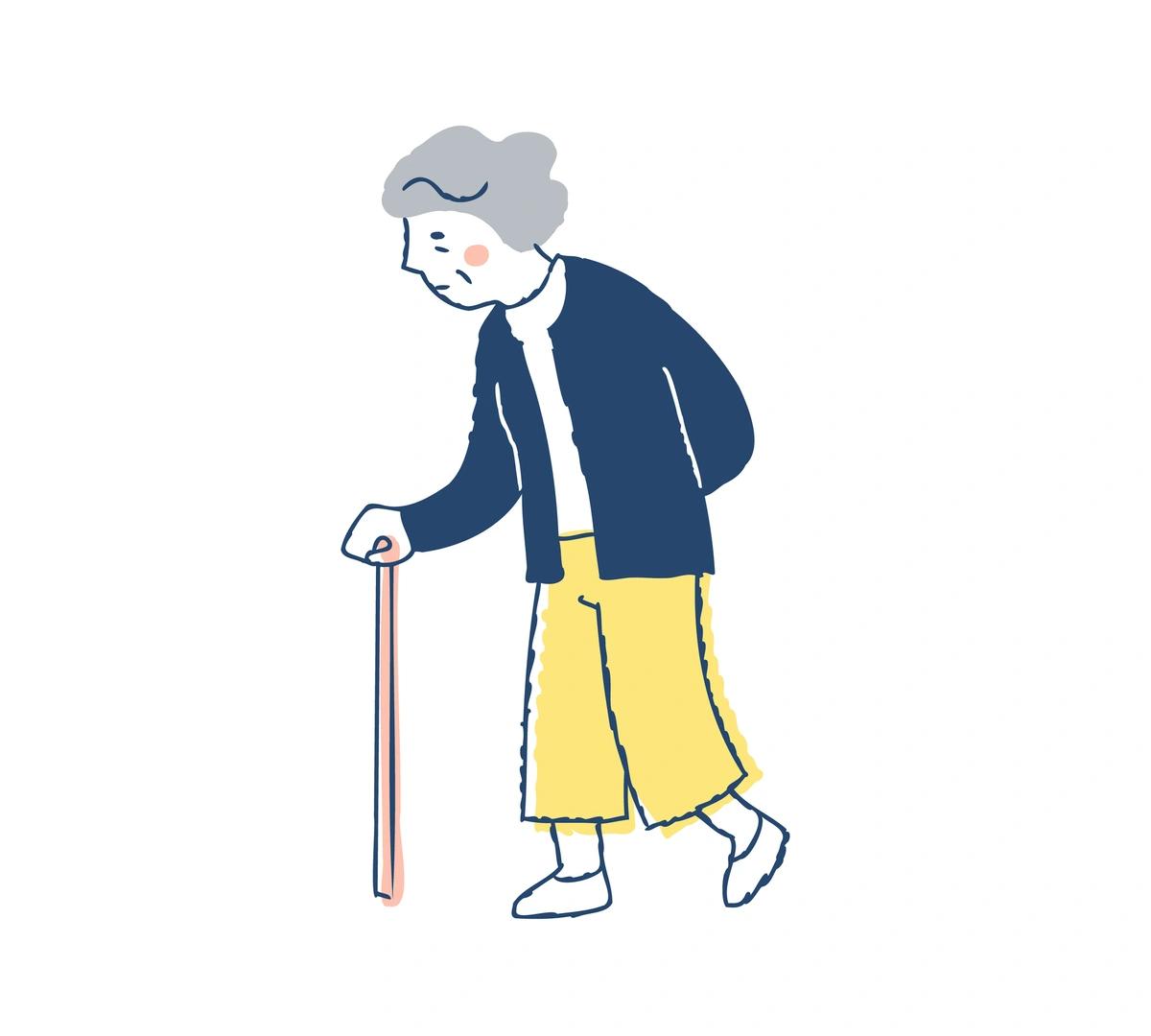 Illustration of upset older woman