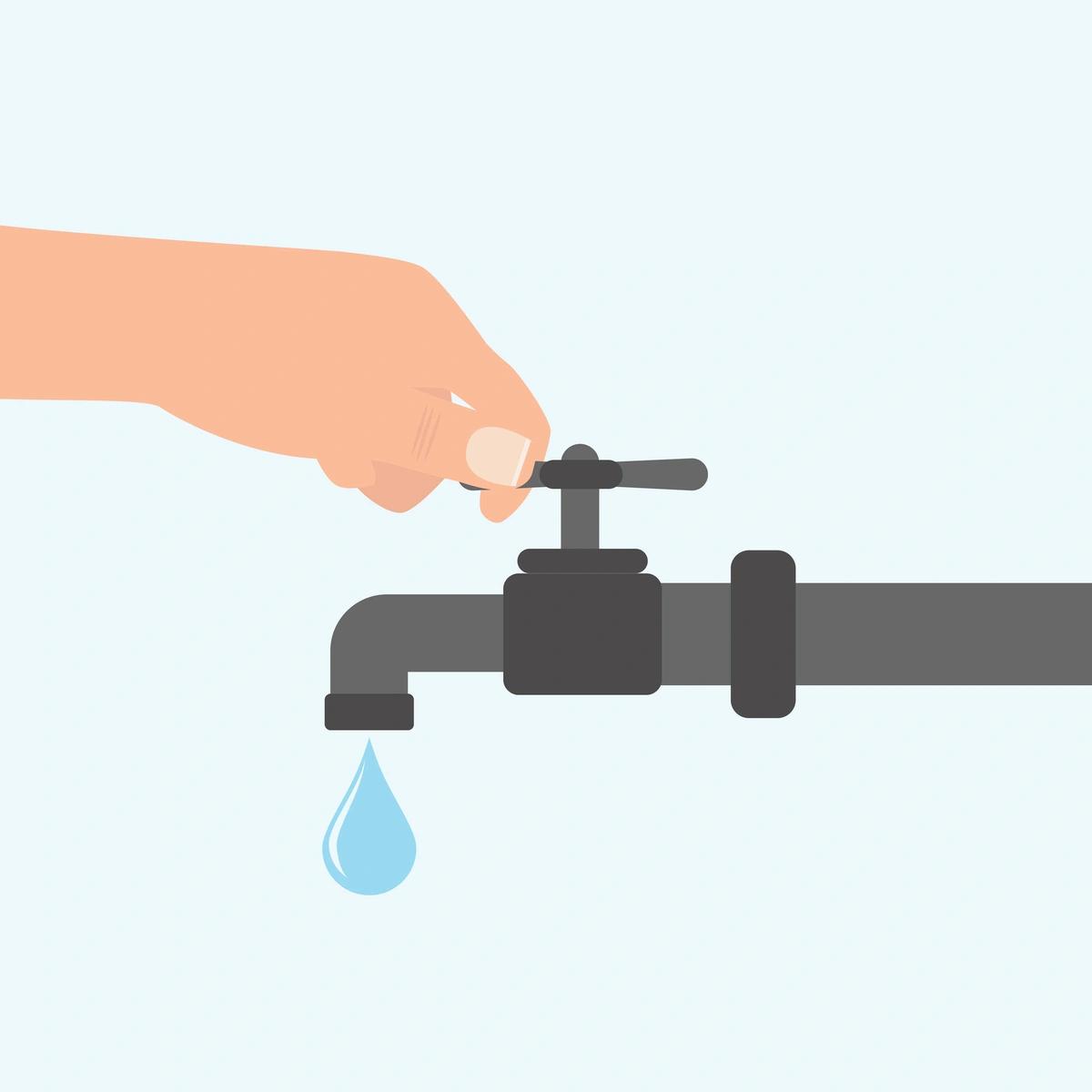 Illustration of person turning on water faucet