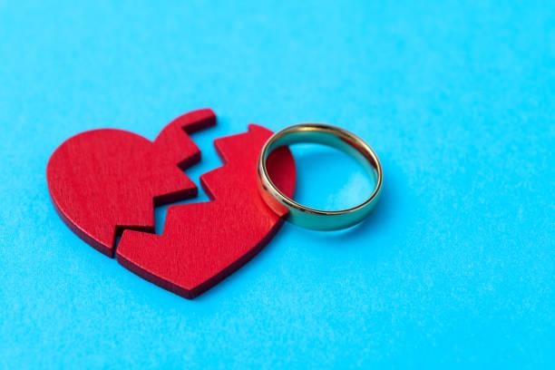 Illustrated image of a red broken heart next to a wedding ring. Everything you need to know about divorce and joint debt