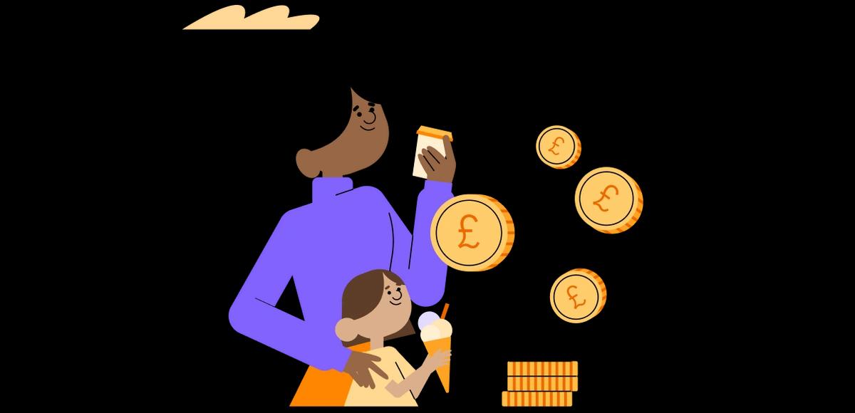 Parent and child and coins