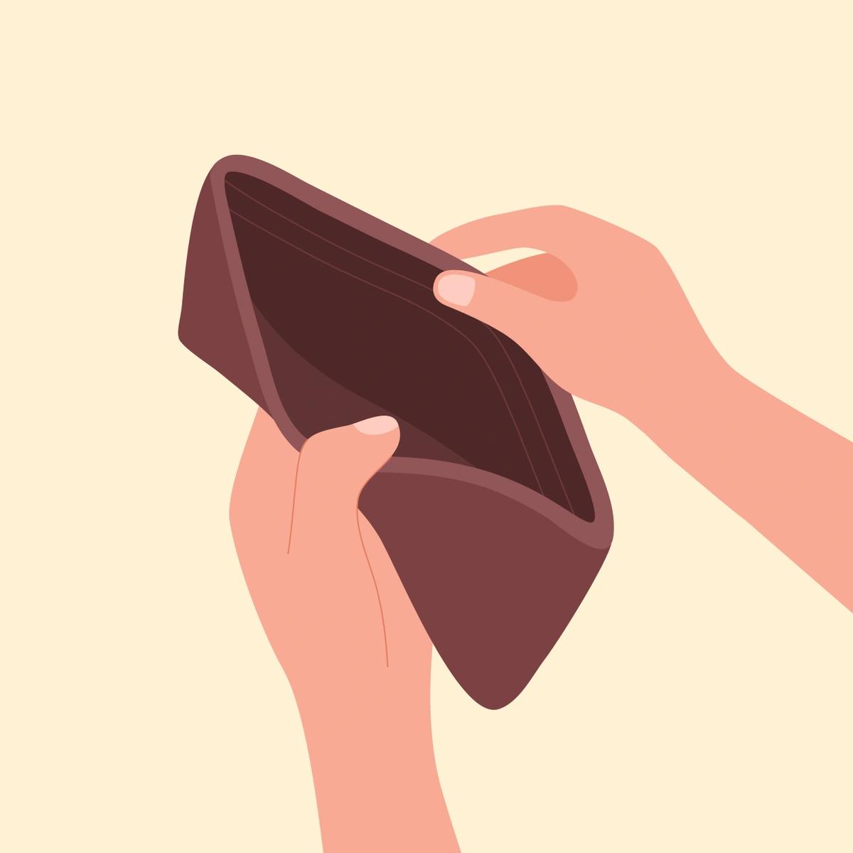 An illustration of an empty wallet.