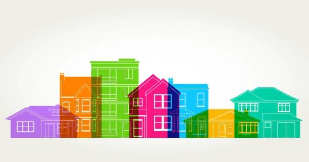 Graphic of several colourful homes together. Will UK follow Europe in interest rate cuts?