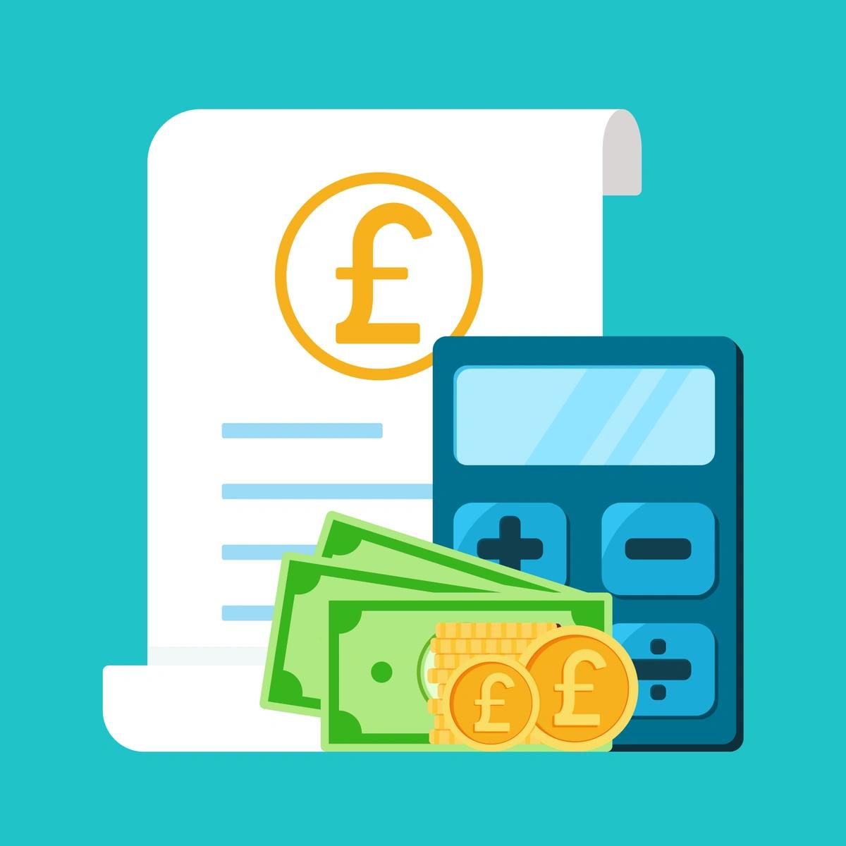 An illustration of a council tax letter with a calculator and money.