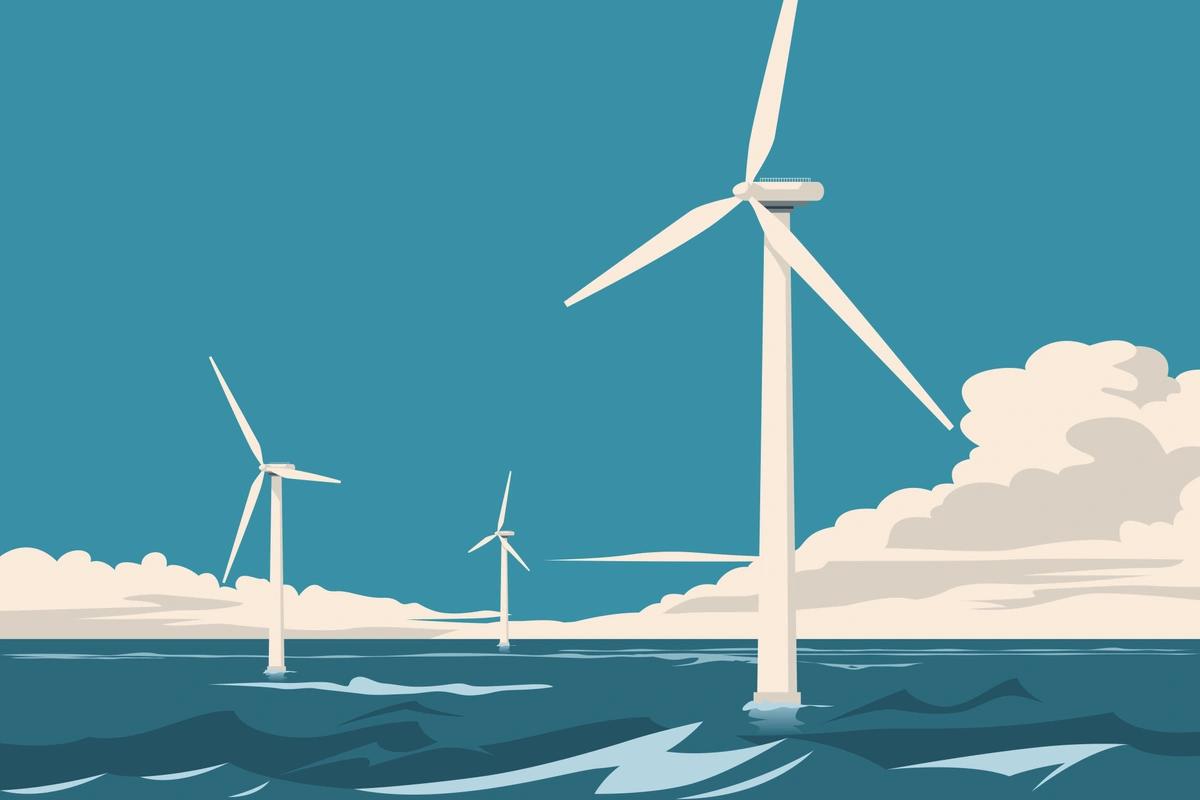 Illustration of offshore wind turbines