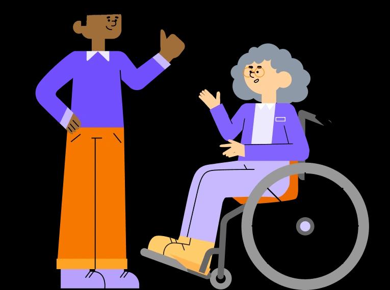 Person in a wheelchair with their carer