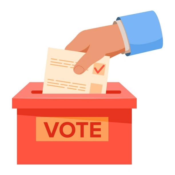 Illustrated image of someone putting a voting paper into a box. Find out how registering to vote can boost your credit score