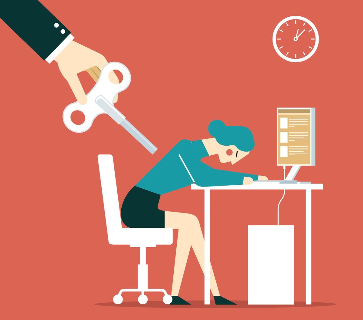 Illustration of overworked worker