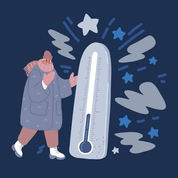 Illustrated image of someone freezing. Six ways to get help with bills when the weather turns cold