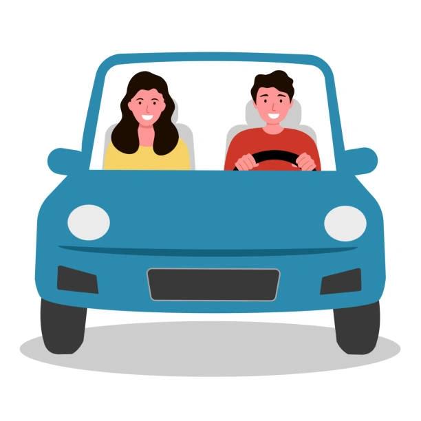 Illustrated image of a man driving a car with a female passenger. June's new driving laws could lead to motorists facing huge fines for offences